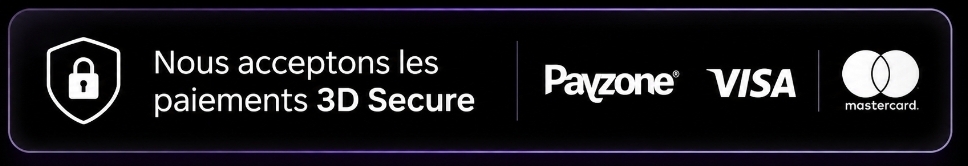 Nous acceptons les paiements 3D Secure — Payzone, Visa, Mastercard